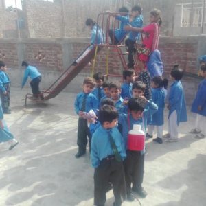 Children at play Roof top play area Basti Saidan Shah 